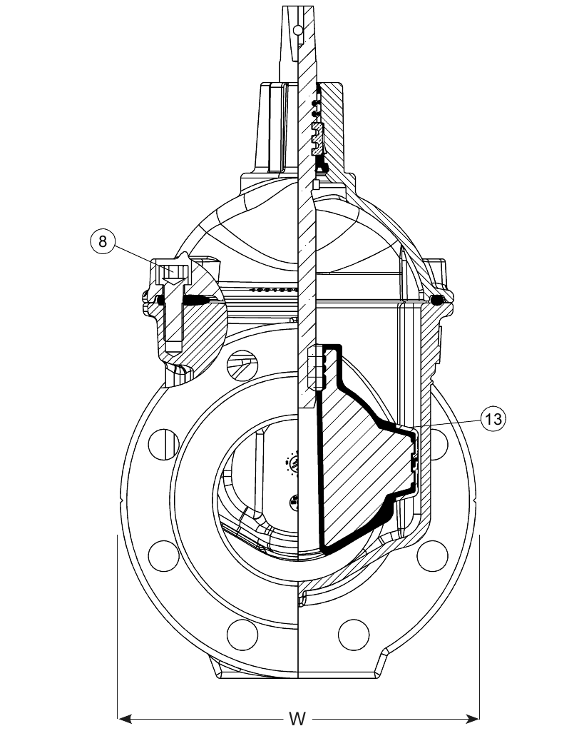 GATE VALVE, EPDM, FLANGED, F5, DN200