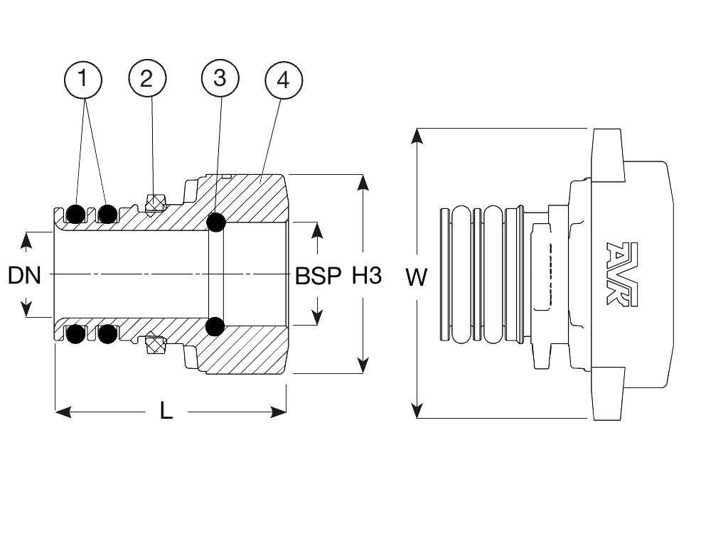 AANBOORKOPPEL. SUPA LOCK , EPDM, BSP F 2", DN32