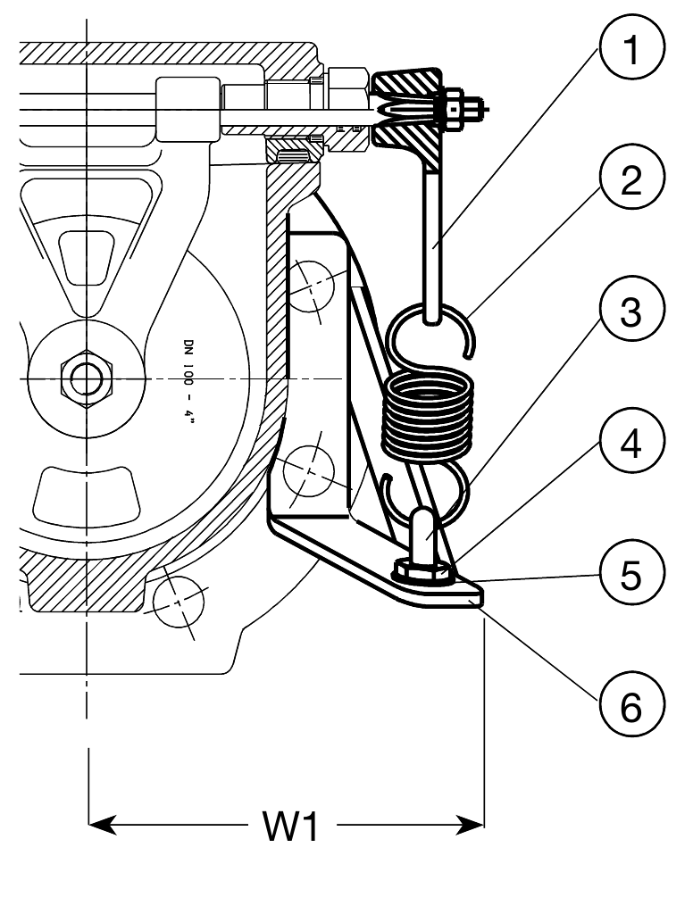 SPRINGKIT FOR SWING CHECK VALVE, DN100