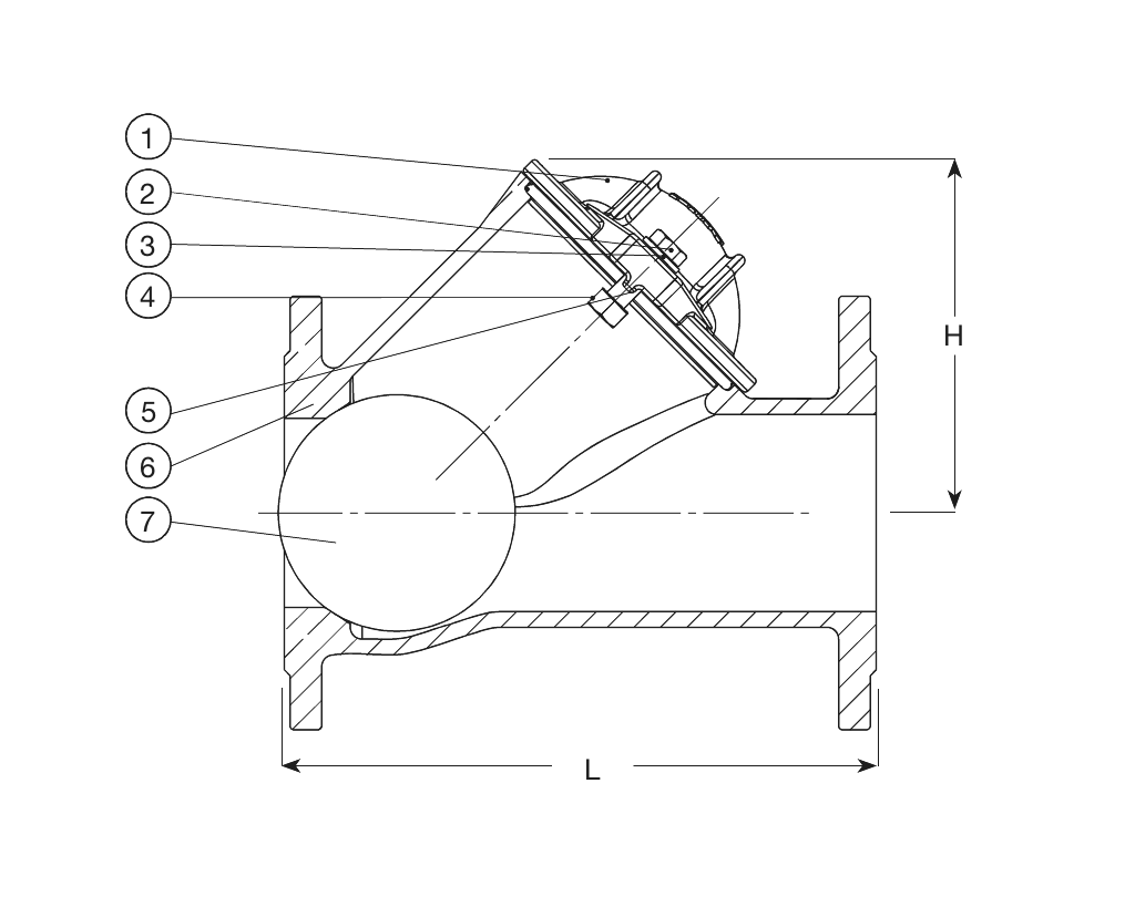 BALL CHECK VALVE, NBR, FLANGED, DN65