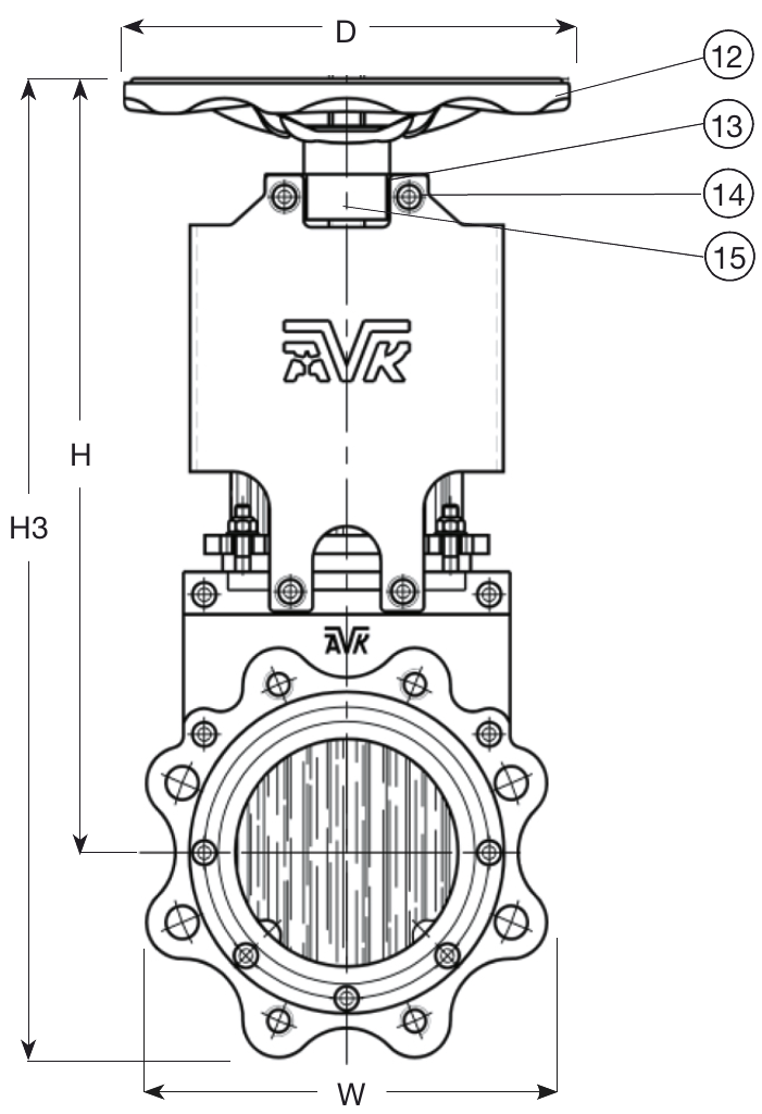 PR AVK GJS400 VFI DN450 NBR PN10 SS316