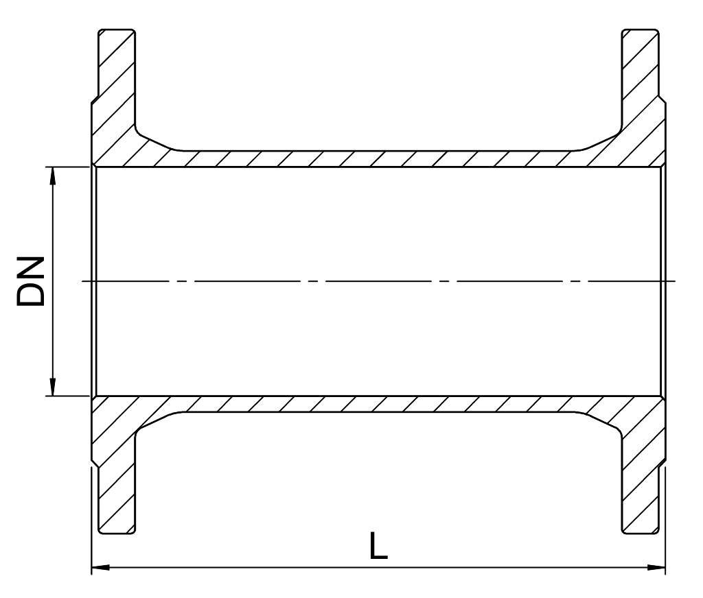 DN050 L500 PN10/16 FF EP/EP