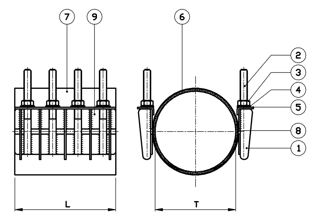 REPAIR CLAMP, EPDM, FS20, L=250MM, 088-110