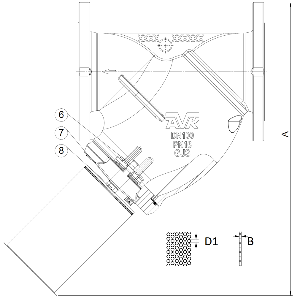 Y-FILTER, EPDM, PN16, DN125