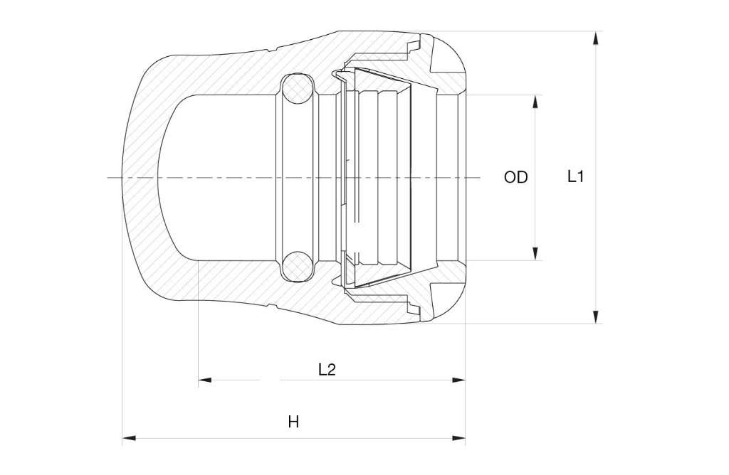PUSH-FITKOPPELING, EINDKAP, PE25