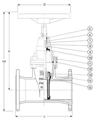 SCHUIFAFSLUITER, NBR, F5, HW/PI, DN40