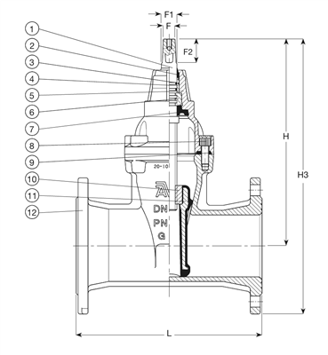 GATE VALVE, NBR , FLANGED, F5, DN65