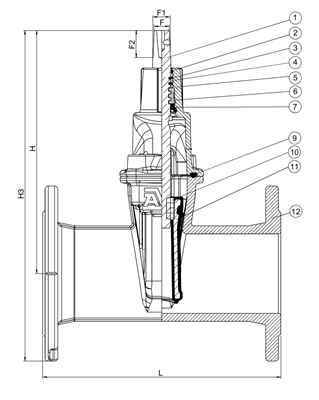 GATE VALVE, EPDM, FLANGED, F5, DN200