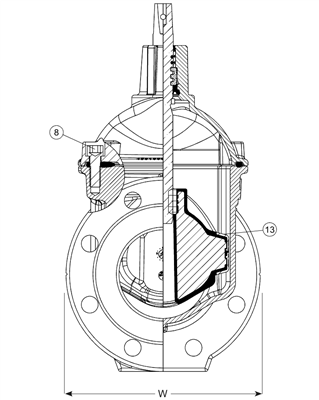 GATE VALVE, EPDM, FLANGED, F5, DN200
