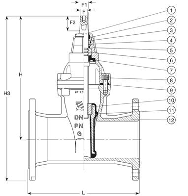 SCHUIFAFSLUITER , NBR - GAS, F5, DN200