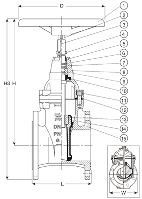 SCHUIFAFSLUITER, EPDM, F4, HW/PI, DN250