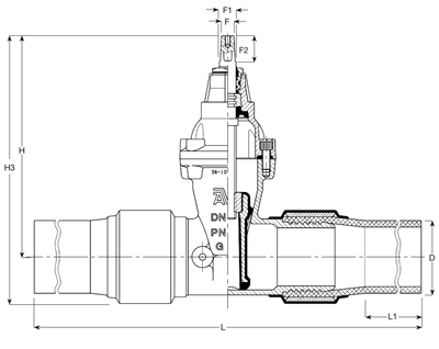 SCHUIFAFSLUITER , NBR - GAS, SDR11, PE90