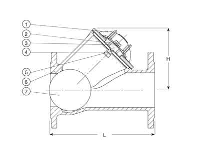 BALL CHECK VALVE, NBR, FLANGED, DN50