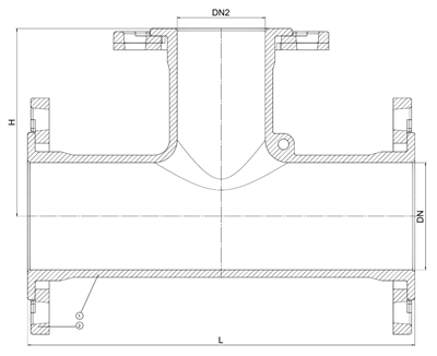 FITTING, T-PIECE, LOOSE FLANGE, DN50