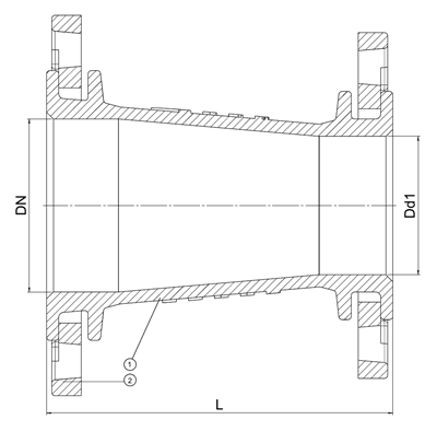 FITTING, REDUCTION, LOOSE FLANGE, DN65-50